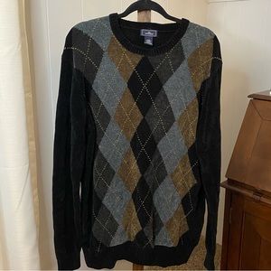 Dockers Black & Tan Chenille Argyle Sweater Large Tall